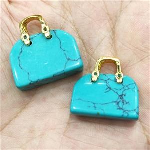 Green Synthetic Turquoise Bag Pendant, approx 20-24mm