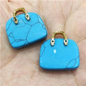 Blue Synthetic Turquoise Bag Pendant, approx 20-24mm