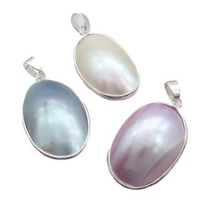 Sea Shell Oval Pendant Platinum Plated Mixed, approx 20-33mm