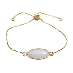 Copper Bracelet With White Moonstone Adjustable Gold Plated, approx 10-20mm, 22cm length