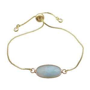 Copper Bracelet With Blue Amazonite Adjustable Gold Plated, approx 10-20mm, 22cm length