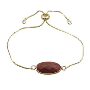 Copper Bracelet With Gold Sandstone Adjustable Gold Plated, approx 10-20mm, 22cm length