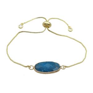 Copper Bracelet With Apatite Adjustable Gold Plated, approx 10-20mm, 22cm length