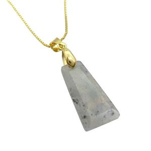 Natural Labradorite Necklace Trapeziform Copper Gold Plated, approx 14-25mm, 42cm length