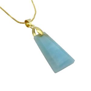 Natural Blue Amazonite Necklace Trapeziform Copper Gold Plated, approx 14-25mm, 42cm length