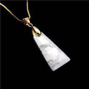 Natural White Howlite Turquoise Necklace Trapeziform Copper Gold Plated, approx 14-25mm, 42cm length