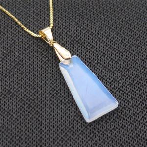 Natural White Opalite Necklace Trapeziform Copper Gold Plated, approx 14-25mm, 42cm length