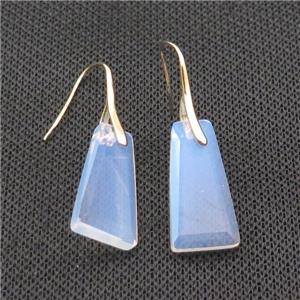 Natural White Opalite Hook Earring Trapeziform Copper Gold Plated, approx 14-25mm