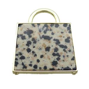 Natural Dalmatian Jasper Bag Pendant Gold Plated, approx 25-33mm