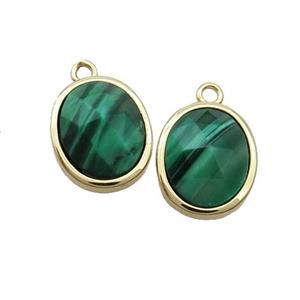 Green Tiger Eye Stone Oval Pendant Gold Plated, approx 11-13mm