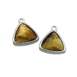 Golden Tiger Eye Stone Triangle Pendant Platinum Plated, approx 12.5mm
