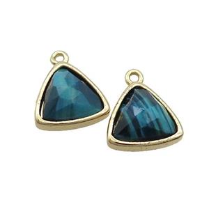 Blue Tiger Eye Stone Triangle Pendant Gold Plated, approx 12.5mm