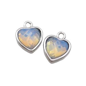 White Opalite Heart Pendant Platinum Plated, approx 11mm