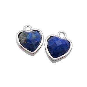 Blue Lapis Lazuli Heart Pendant Platinum Plated, approx 11mm