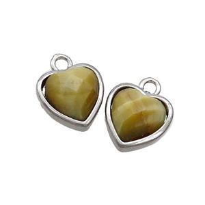 Golden Tiger Eye Stone Heart Pendant Platinum Plated, approx 11mm