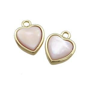 White Pearlized Shell Heart Pendant Gold Plated, approx 11mm