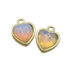 White Opalite Heart Pendant Gold Plated, approx 11mm