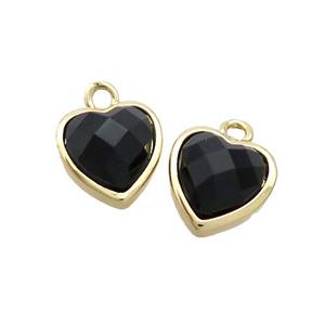 Black Onyx Agate Heart Pendant Gold Plated, approx 11mm