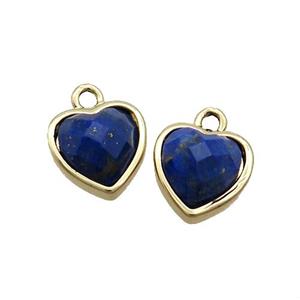 Blue Lapis Lazuli Heart Pendant Gold Plated, approx 11mm