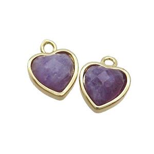 Purple Amethyst Heart Pendant Gold Plated, approx 11mm