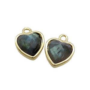 Labradorite Heart Pendant Gold Plated, approx 11mm
