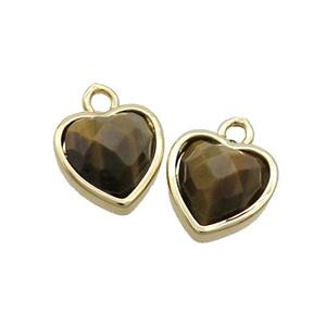 Natural Tiger Eye Stone Heart Pendant Gold Plated, approx 11mm