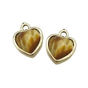 Golden Tiger Eye Stone Heart Pendant Gold Plated, approx 11mm