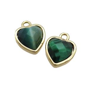 Green Tiger Eye Stone Heart Pendant Gold Plated, approx 11mm