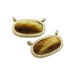 Golden Tiger Eye Stone Oval Pendant 2loops Gold Plated, approx 9-16mm