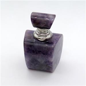 Natural Amethyst Perfume Bottle Pendant Purple Nohole, approx 30x40x60mm