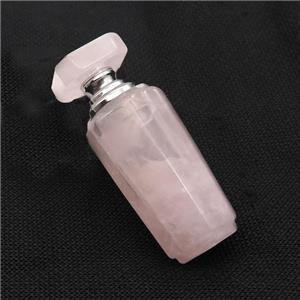 Pink Rose Quartz Perfume Bottle Pendant, approx 30-70mm