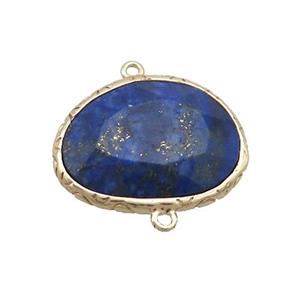 Natural Lapis Lazuli Connector Oval Gold Plated, approx 18-22mm