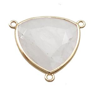 White Crystal Quartz Triangle Pendant 3loops Gold Plated, approx 25mm