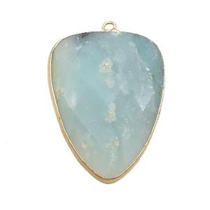 Blue Amazonite Arrowhead Pendant Gold Plated, approx 24-33mm