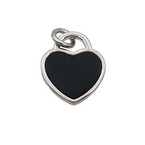 Copper Heart Pendant Pave Black Agate Platinum Plated, approx 12mm