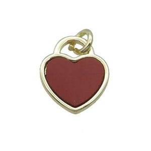 Copper Heart Pendant Pave Red Agate Gold Plated, approx 12mm