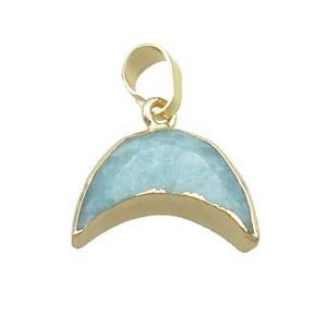 Natural Green Amazonite Moon Pendant Gold Plated, approx 13-18mm