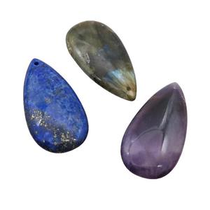 Natural Gemstone Teardrop Pendant Mixed, approx 20-40mm
