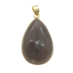 Natural Gray Agate Teardrop Pendant, approx 20-30mm