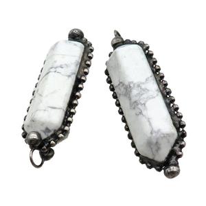 White Howlite Turquoise Bullet Pendant Antique Silver, approx 13.5-45mm
