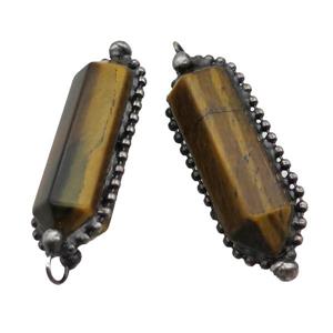 Tiger Eye Stone Bullet Pendant Antique Silver, approx 13.5-45mm