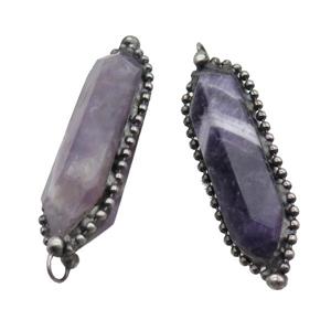 Dogtooth Amethyst Bullet Pendant Antique Silver, approx 13.5-45mm