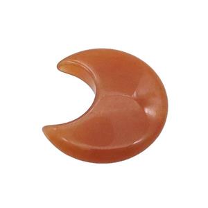 Red Aventurine Moon Pendant Undrilled, approx 28-30mm
