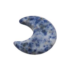 Blue Dalmatian Jasper Moon Pendant Undrilled, approx 28-30mm