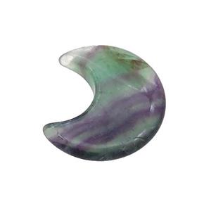 Fluorite Moon Pendant Undrilled Multicolor, approx 28-30mm