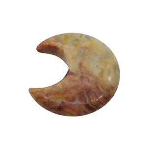 Natural Yellow Crazy Agate Moon Pendant Undrilled, approx 28-30mm