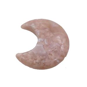Pink Cherry Agate Moon Pendant Undrilled, approx 28-30mm