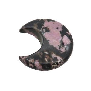 Rhodonite Moon Pendant Undrilled, approx 28-30mm