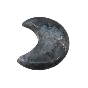 Black Labradorite Moon Pendant Larvikite Undrilled, approx 28-30mm