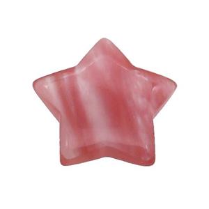 Pink Synthetic Quartz Star Pendant Undrilled, approx 30mm